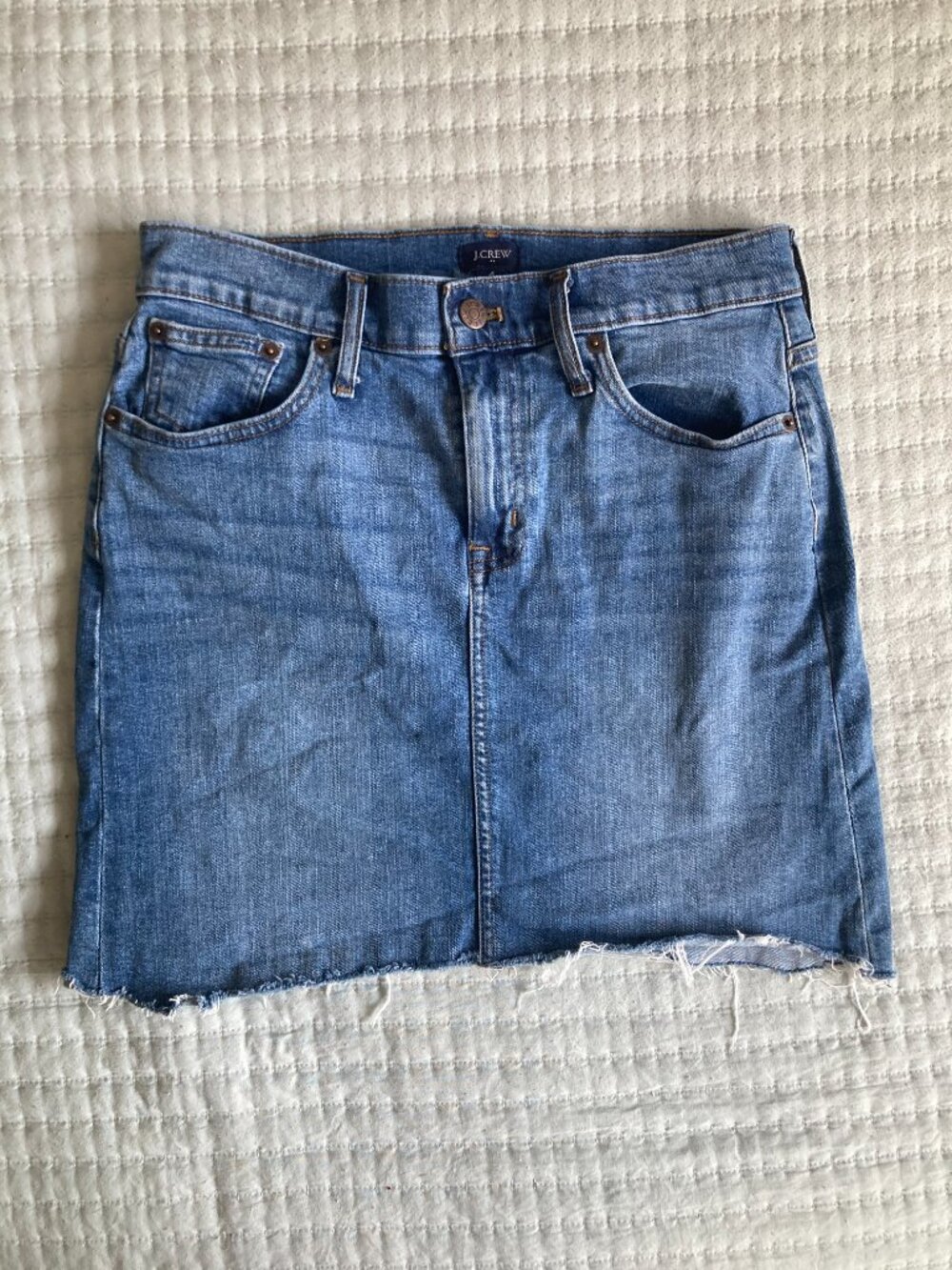 J. Crew Raw Hem Denim Mini Skirt size 4